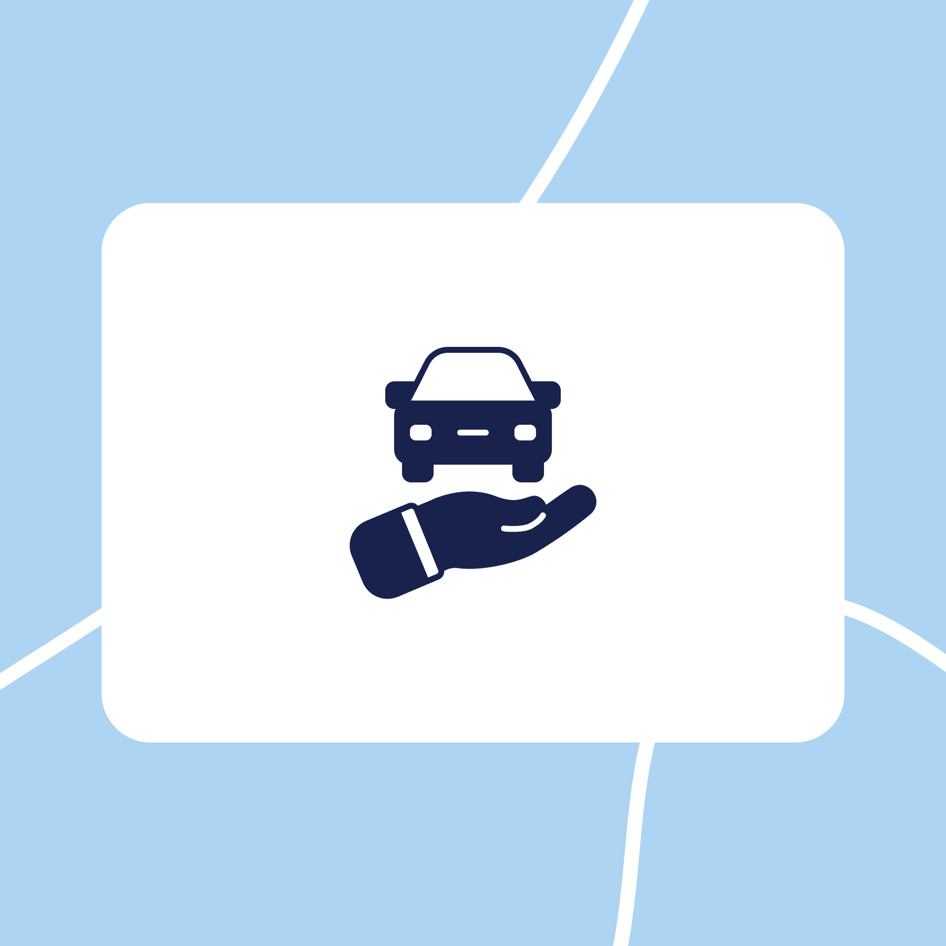 Car on hand icon for insurance or car care