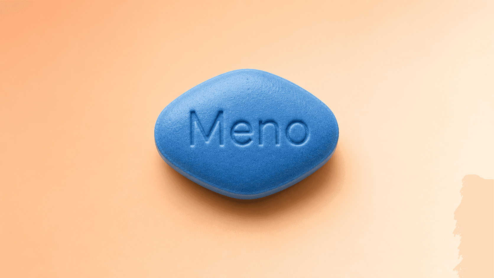 טבליית סילדנפיל כחולה בצורת מעוין עם הכיתוב Meno