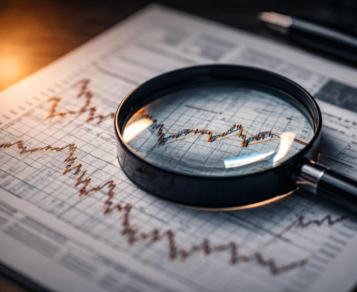 Conceptual image illustrating data analysis and investigation within a trade surveillance context.