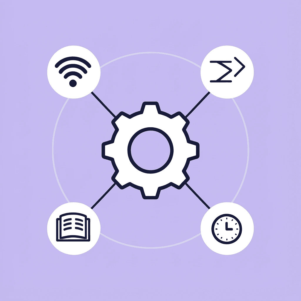 Central hub connected to multiple platform icons representing an integrated tool stack