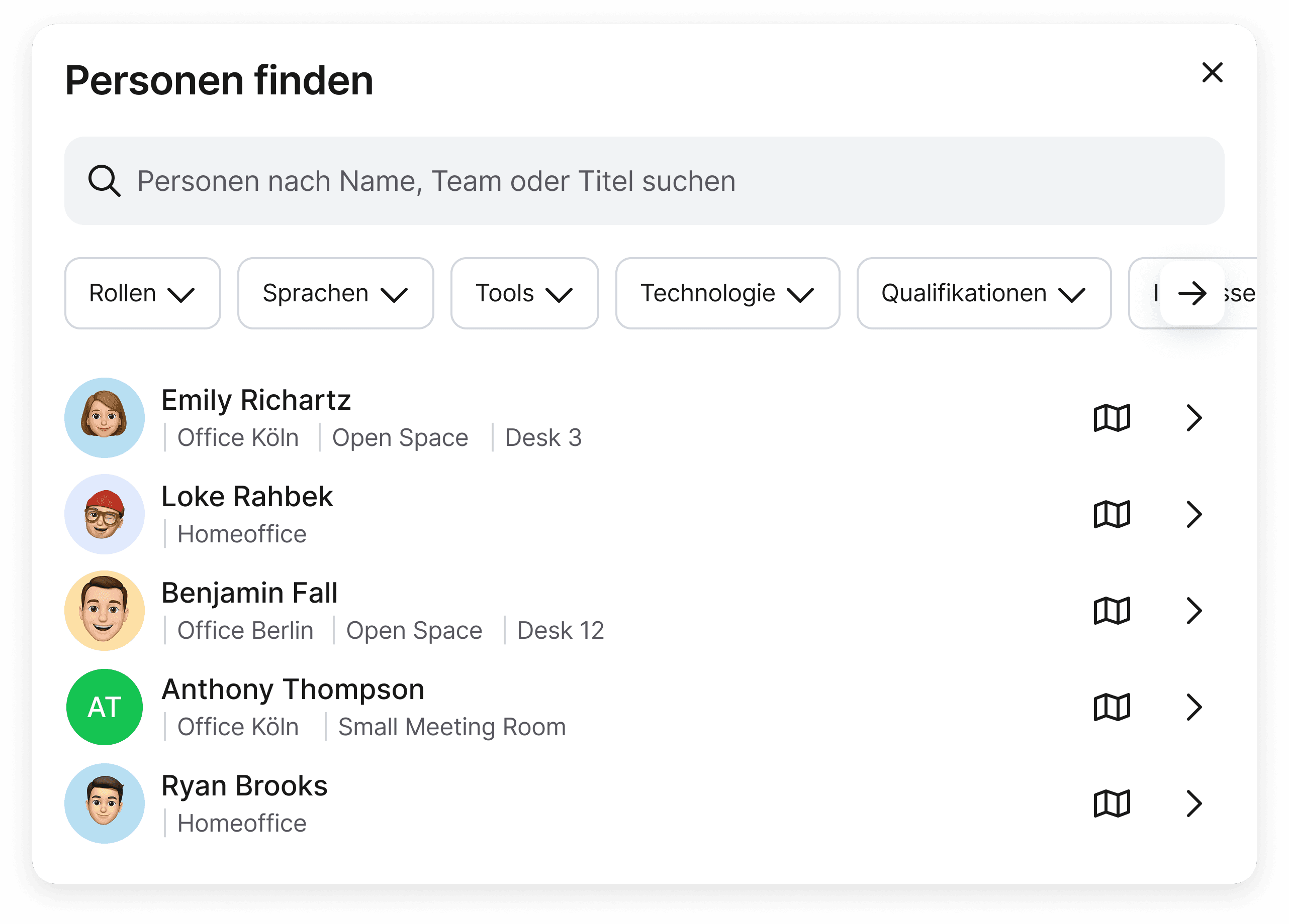 Die Buchungsdetails (z.B. Time slot und bestimmter Tisch) im Planer helfen dabei die richtige Ressource zu finden