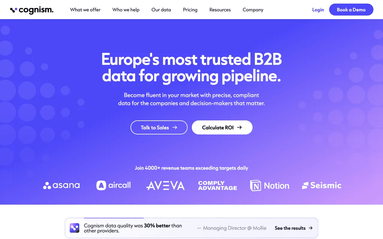 Cognism homepage, compliant B2B prospecting and intent data