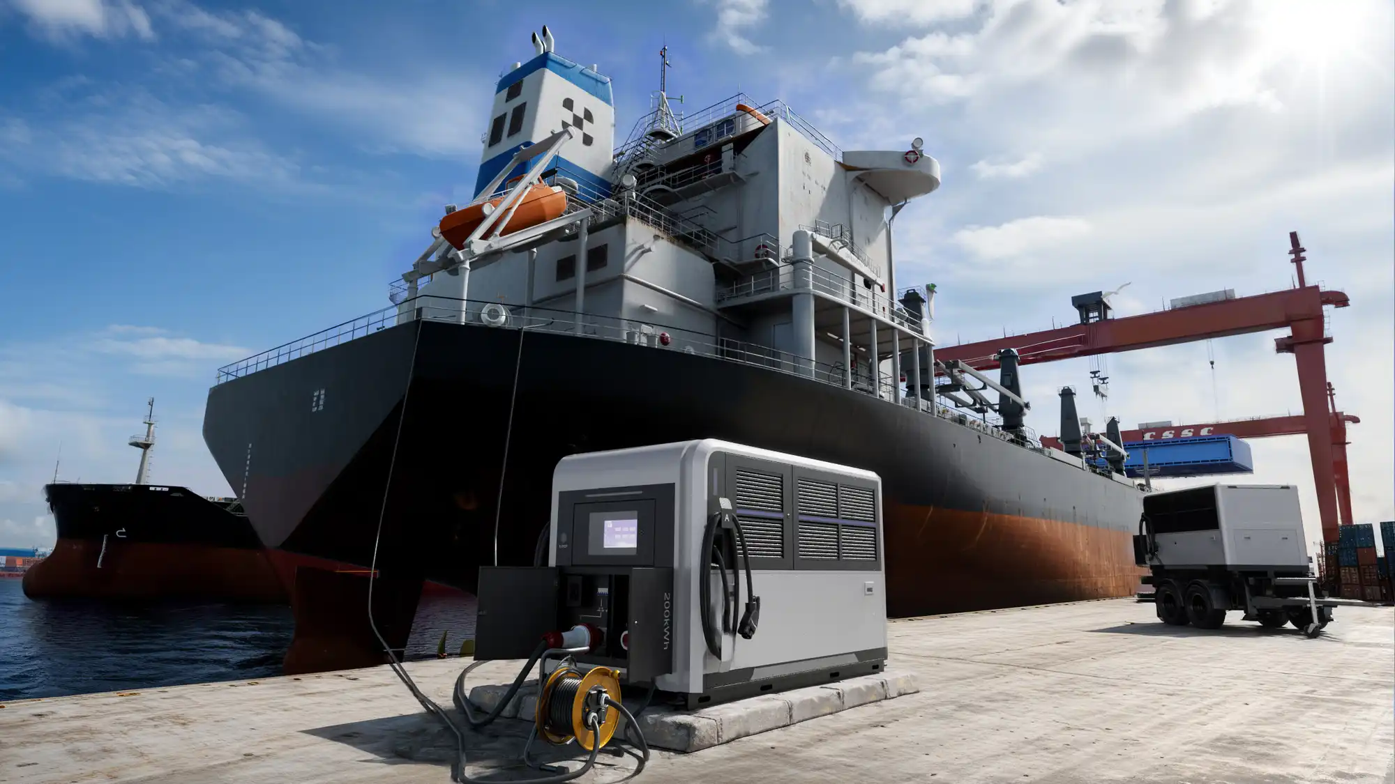red and white ship on sea under white clouds during daytime