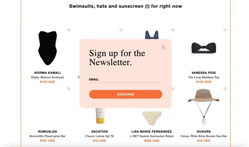 Cafe Leandra newsletter subscription lightbox example