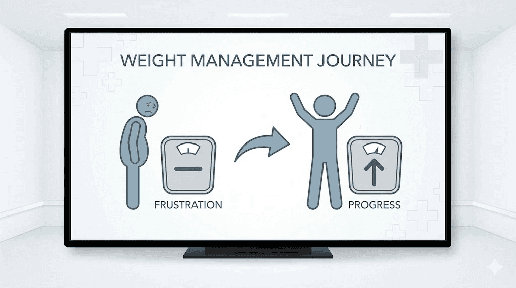 Tirzepatide weight loss plateau visualization showing stall and breakthrough
