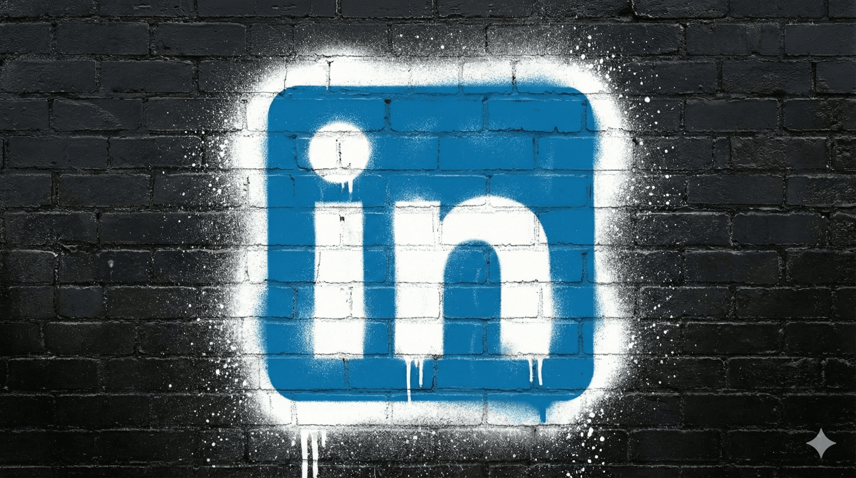 linkedin logo spray painted on black wall