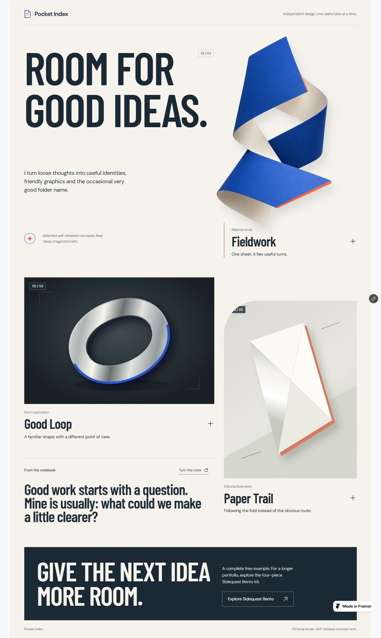 Bento Starter Free actual portfolio grid with original illustrations