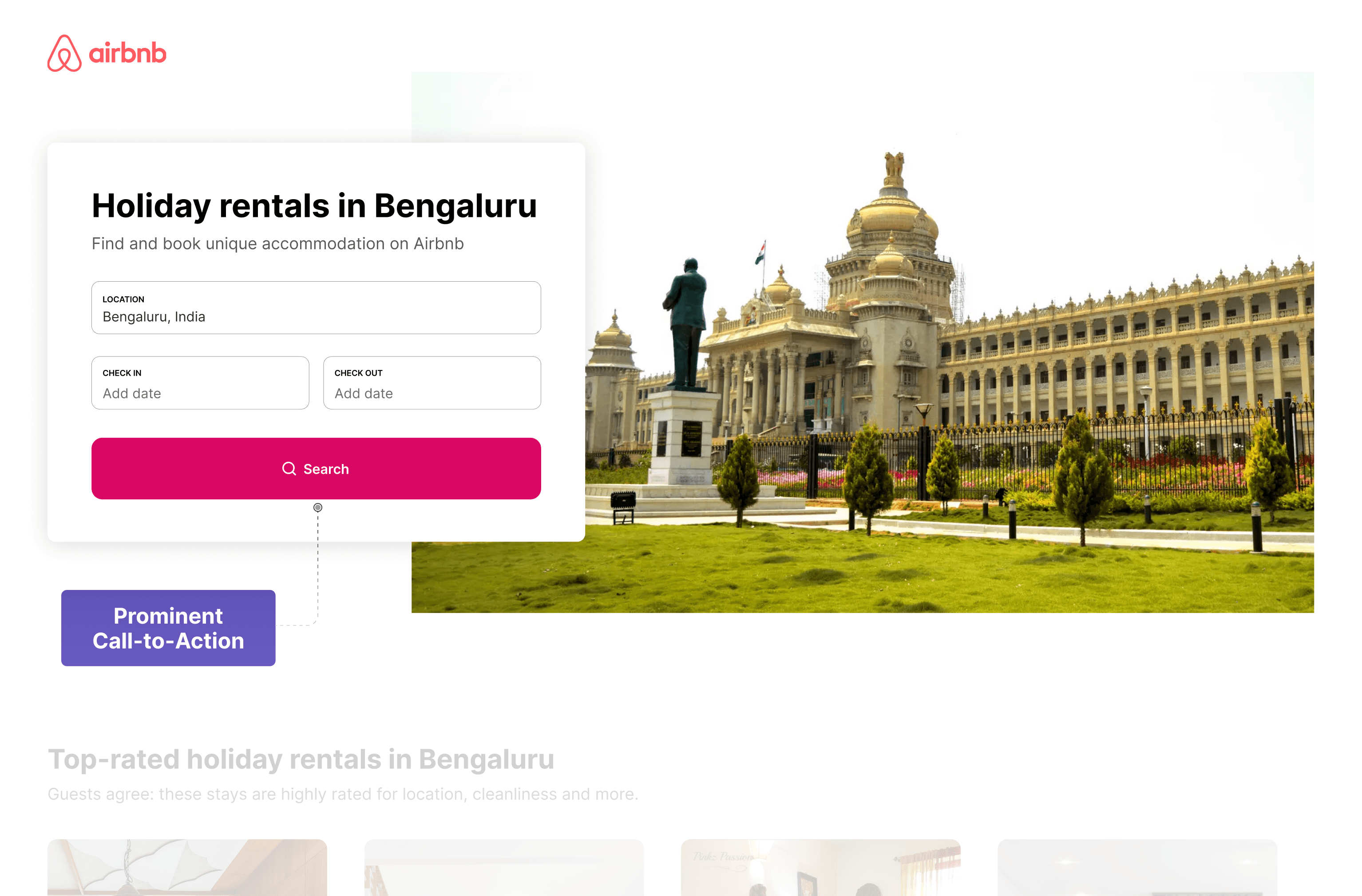 AirBnB Landing Page Prominent CTA