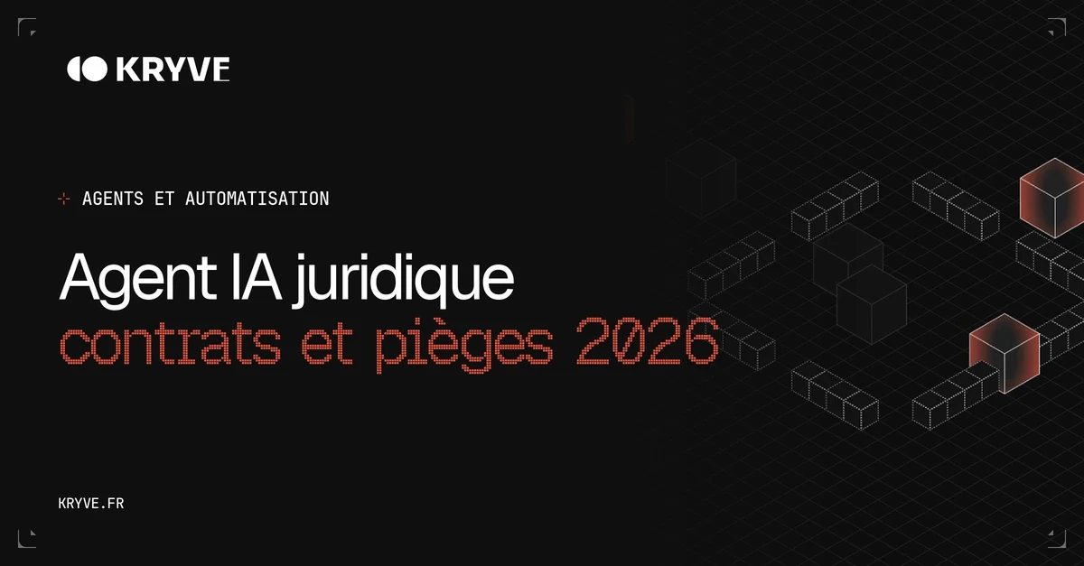 Agent IA juridique, contrats et risques en 2026 : couverture Kryve, catégorie Agents et automatisation
