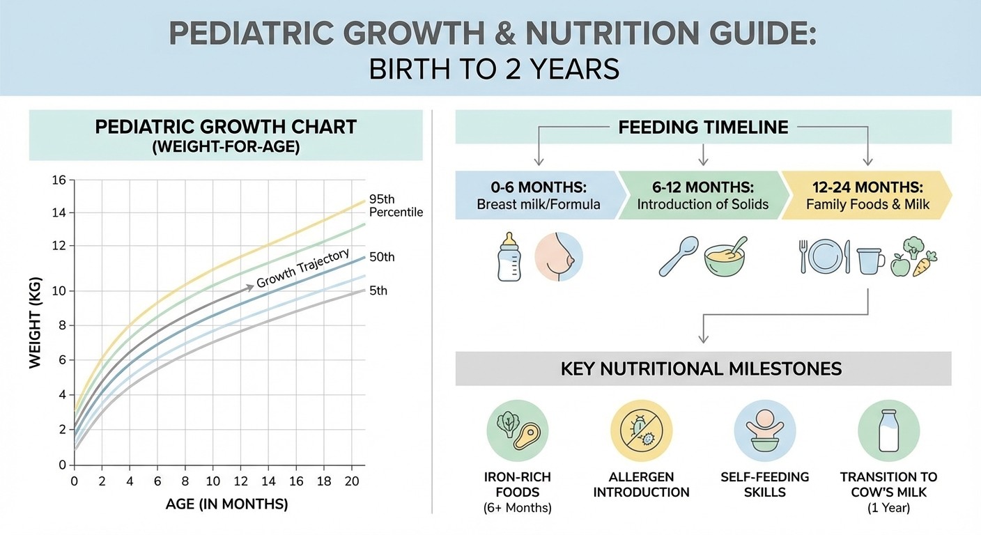 Pediatric growth charts and nutrition milestones for USMLE Step 2 CK