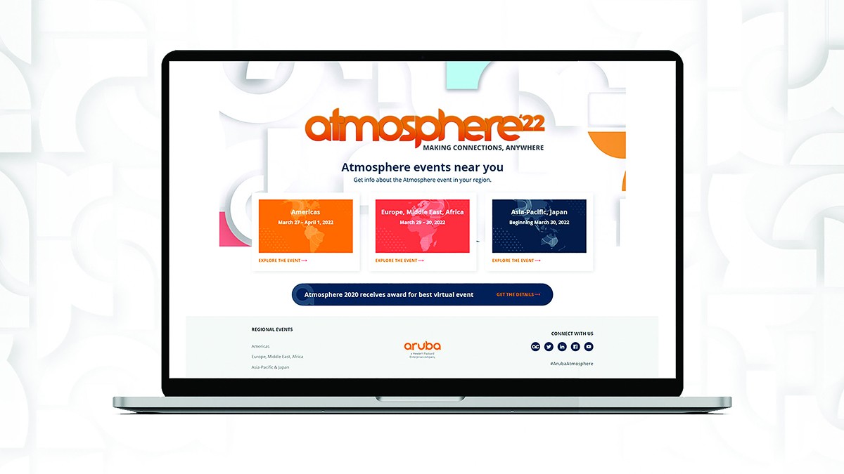 Aruba Atmosphere 2022 website splash page