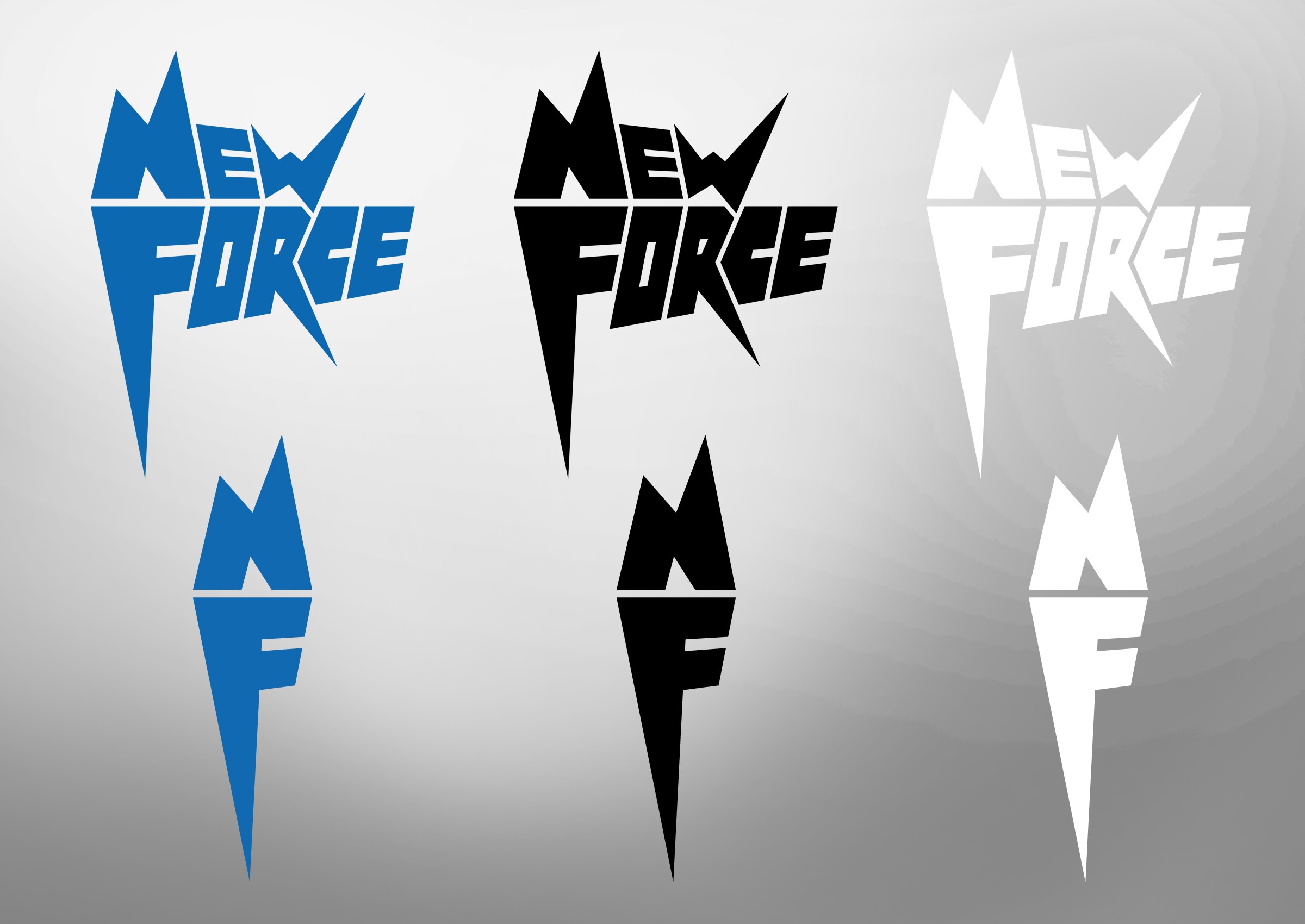 Verschiedene Varianten des New Force Logos