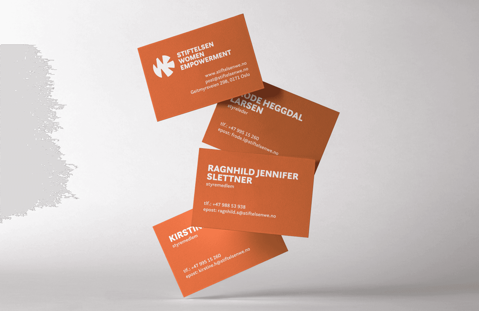 visittkort for stiftelsen WE, mockup