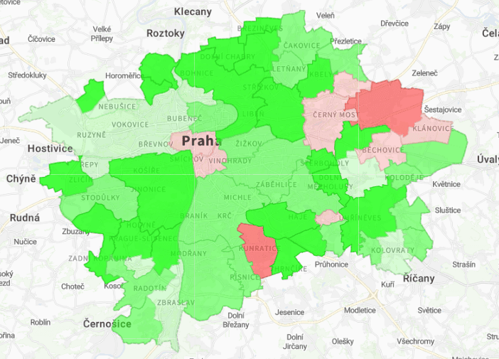 Očekávaná změna populace 2025-2035. Zdroj: CleverMaps