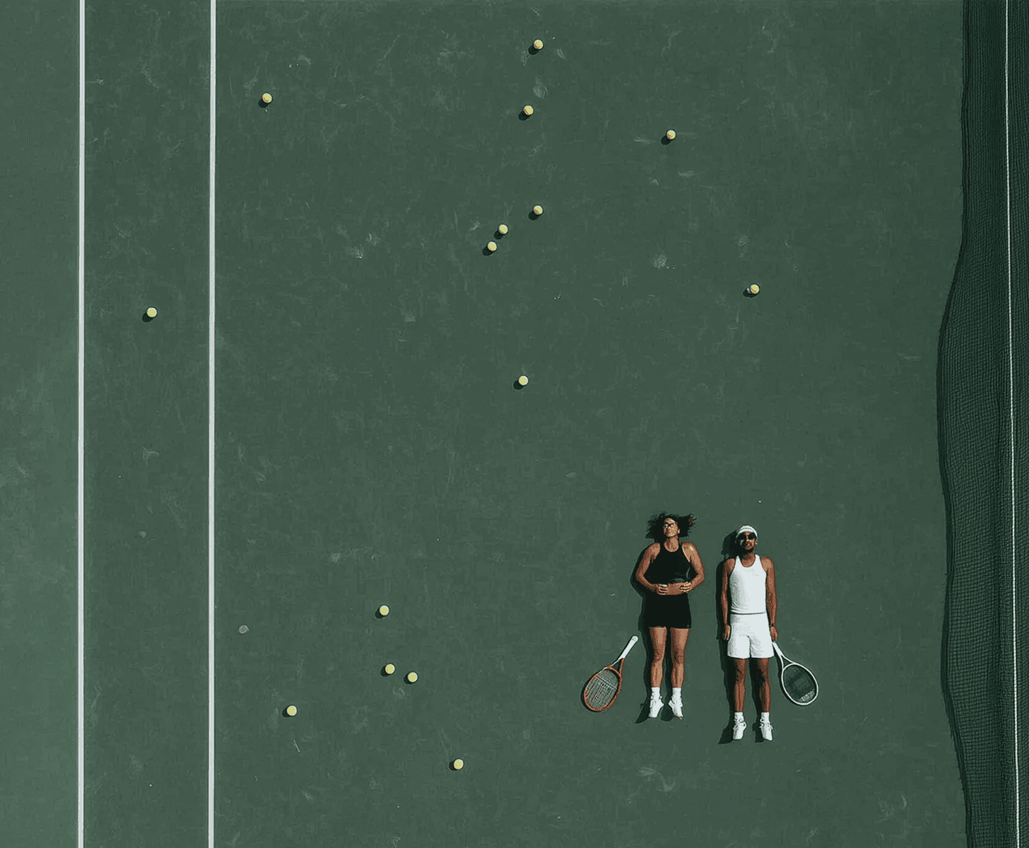 Tennisspillere på utendørs bane ved Oslo Tennisarena