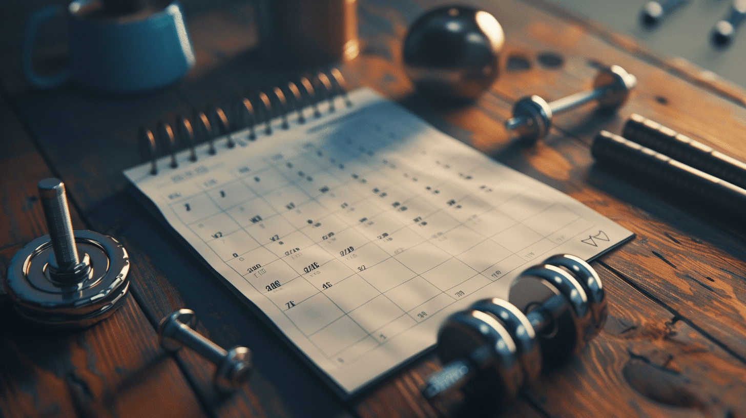 Calendar displaying a weekly workout plan.