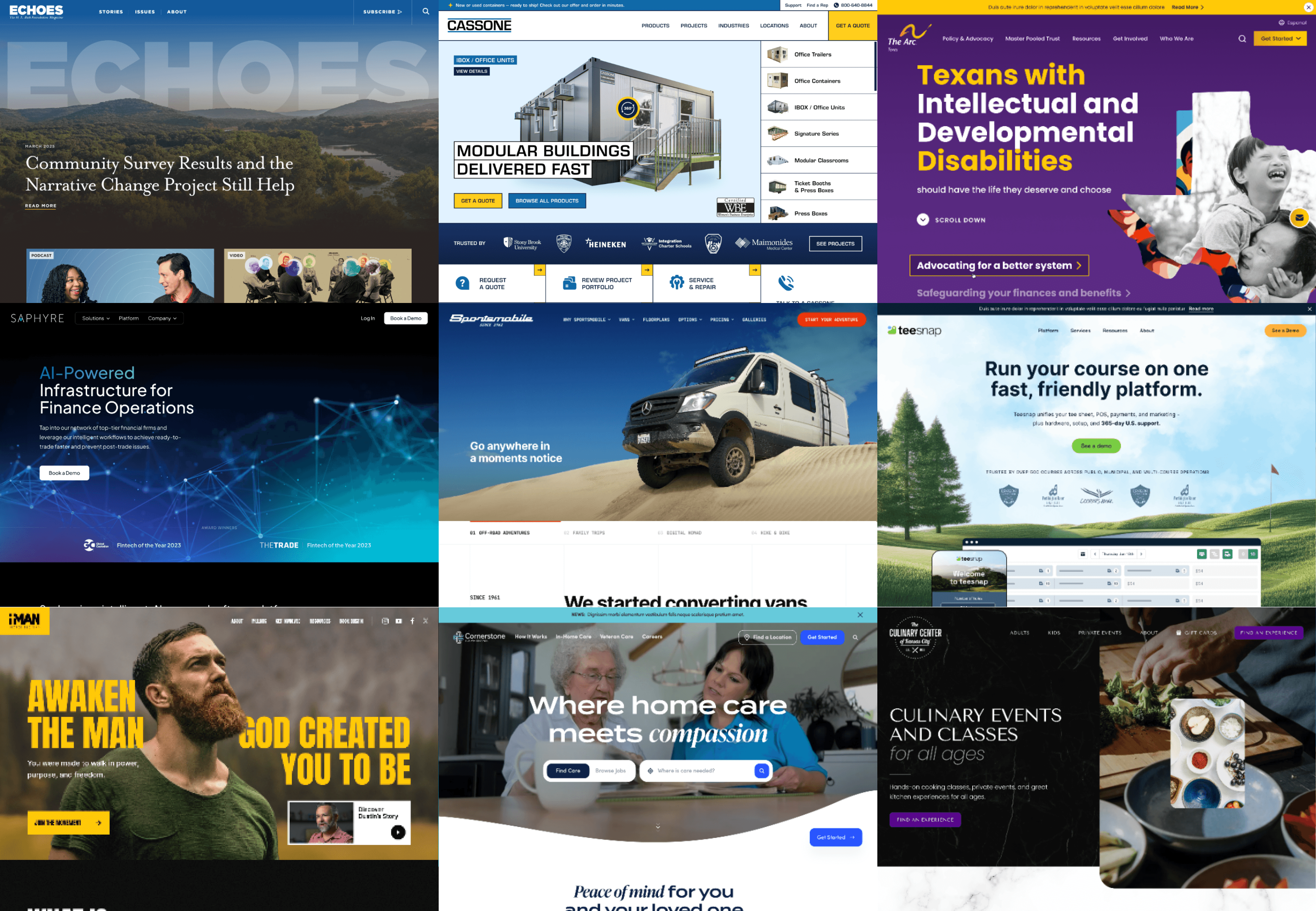 Grid of website screenshots