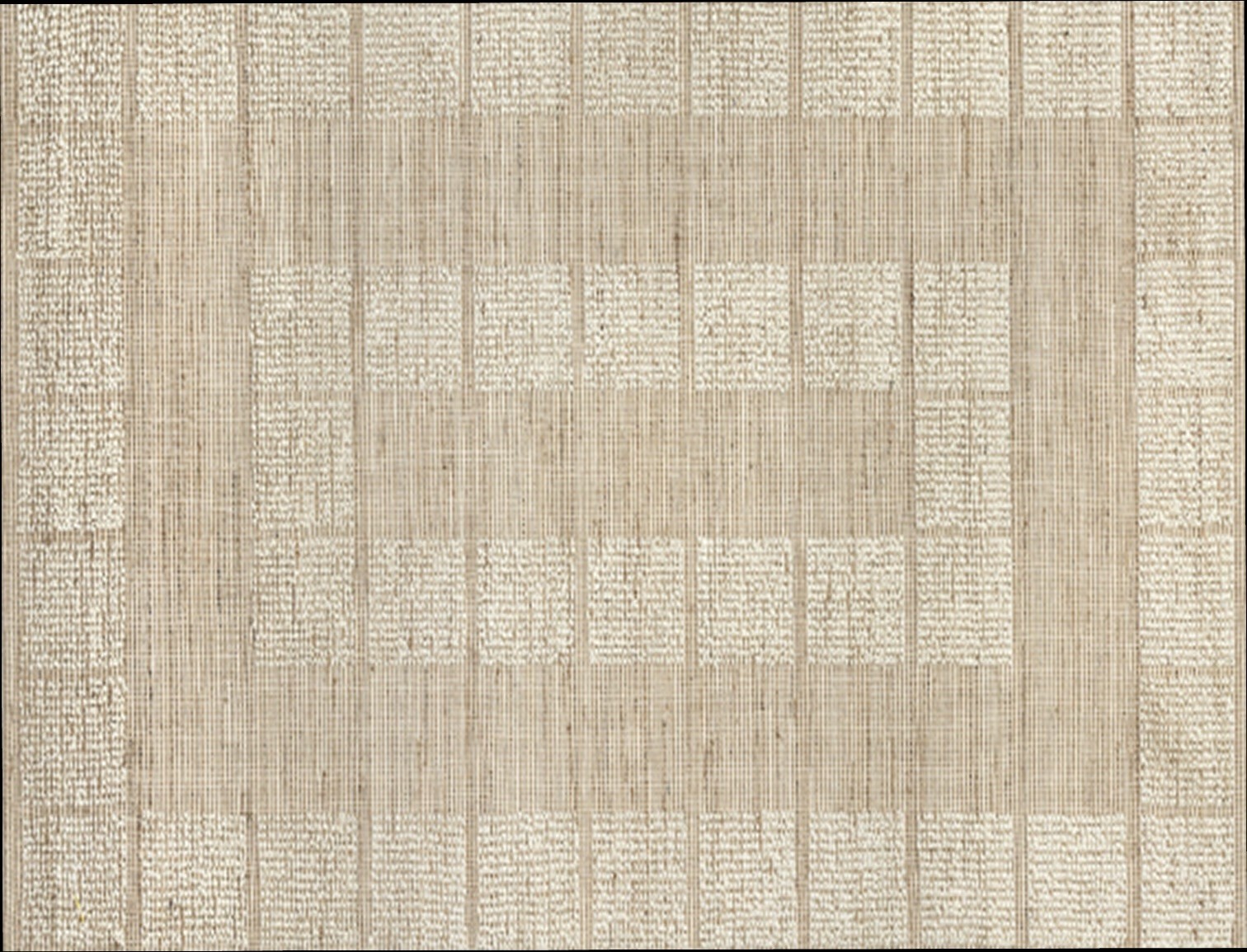Natural beige jute area rug reference with a tonal block-weave pattern