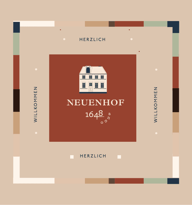 Design eines Willkommenskärtchens für eine Corporate Design eines FerienhausesBlumenstrauß in Packpapier eingewickelt mit Willkommenskärtchen eines Branding Projektes