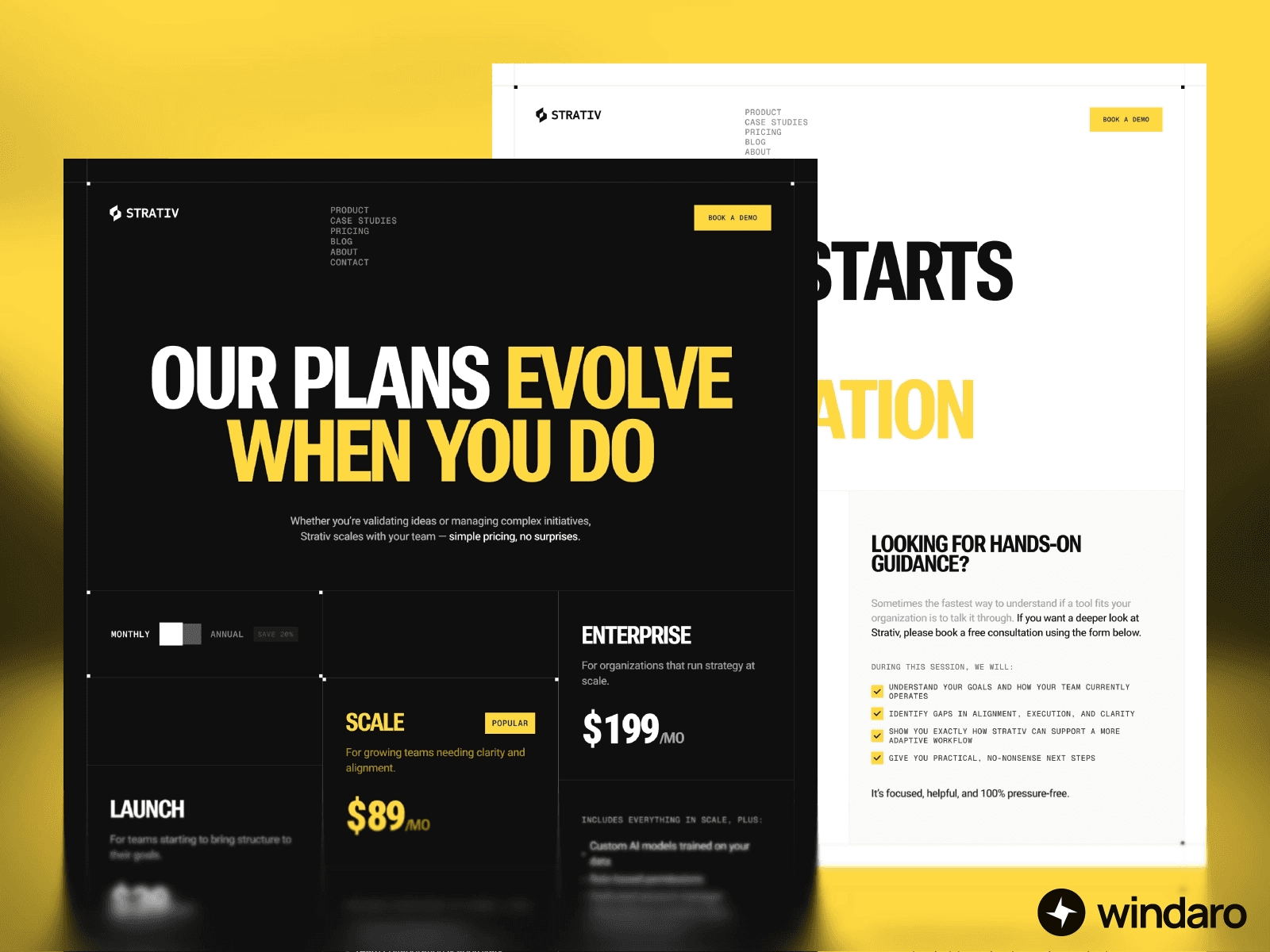 Strativ AI SaaS Framer template Pricing Section