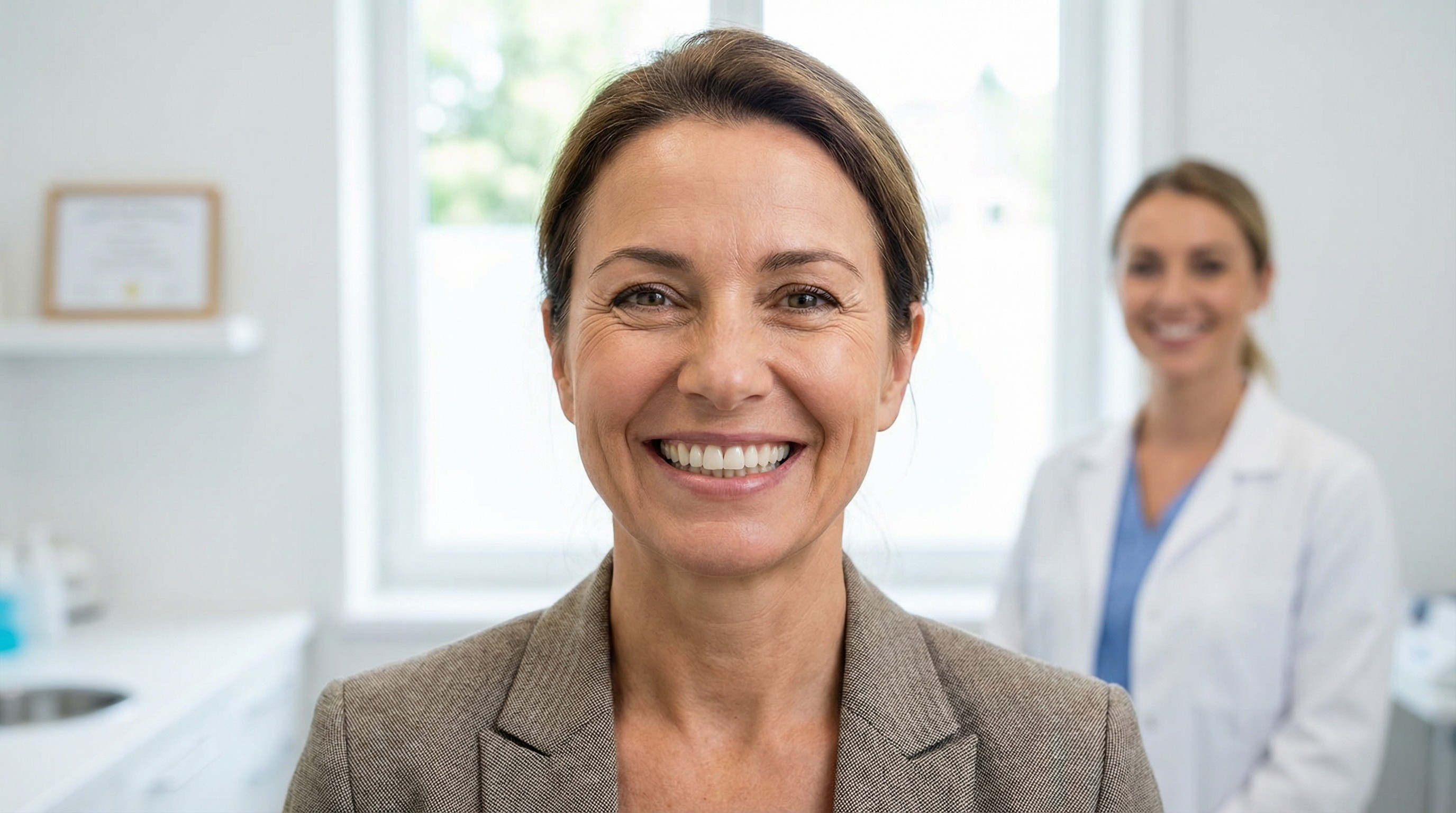 Satisfied patient displaying beautiful smile after successful dental implant treatment achieved through affordable financing options at Veda Family Dentistry in West New York.