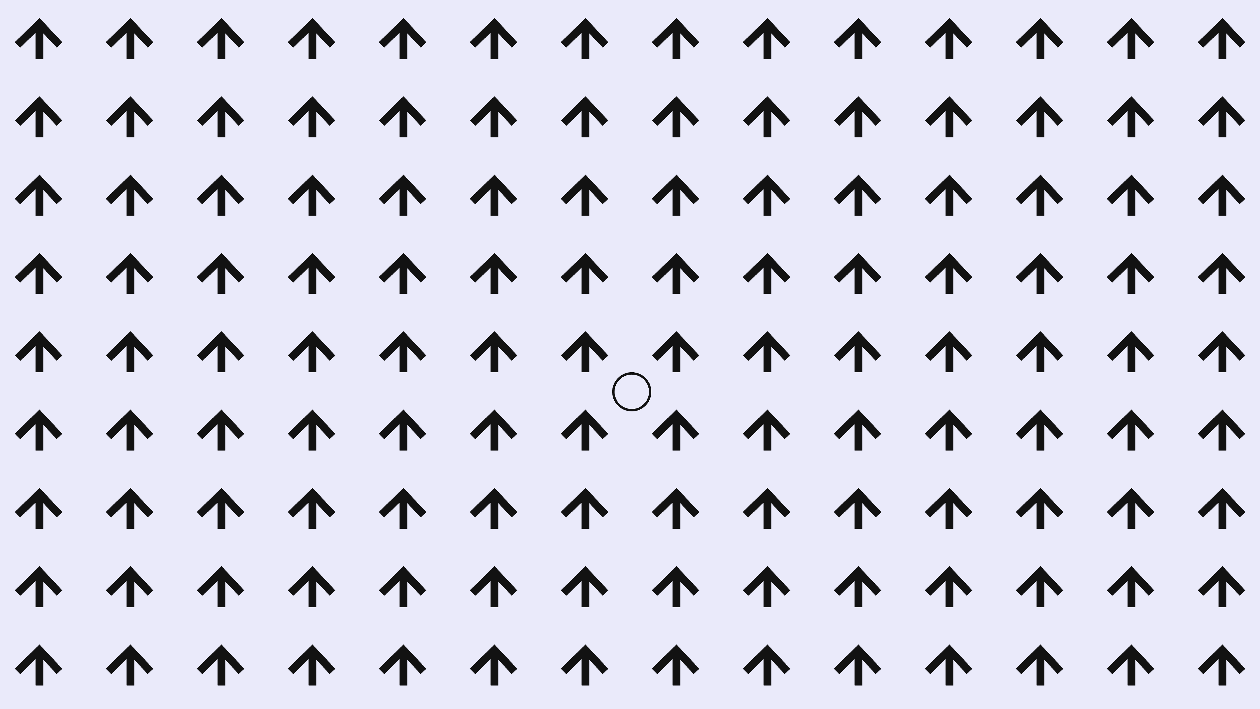 A repetitive arrow-based system exploring motion, flow, and visual consistency. The uniform grid creates a strong sense of direction, while the central disruption adds focus and contrast. Designed to study how simple elements can guide attention and create hierarchy within a space.