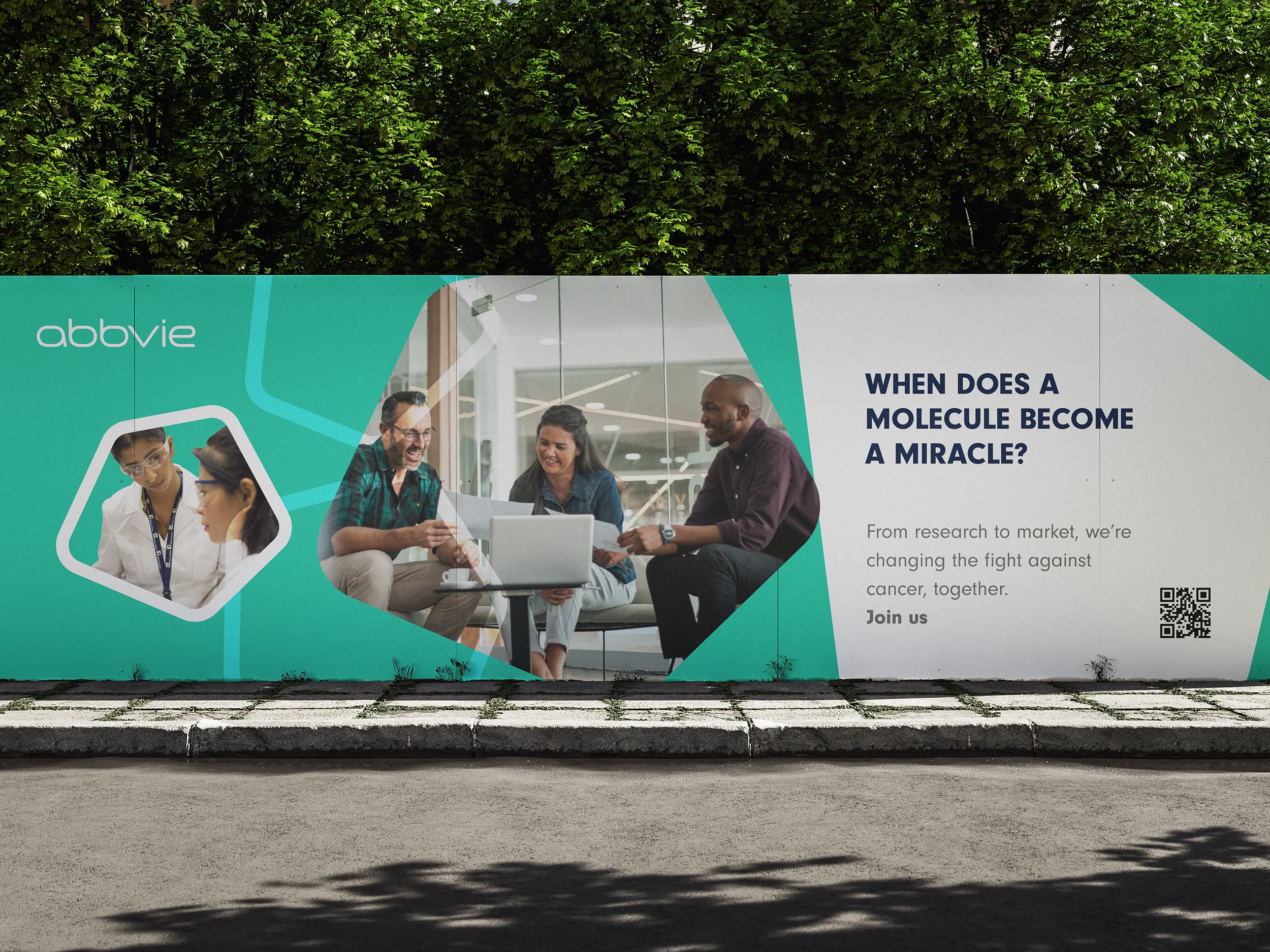 Design example of AbbVie's recruitment marketing on a billboard