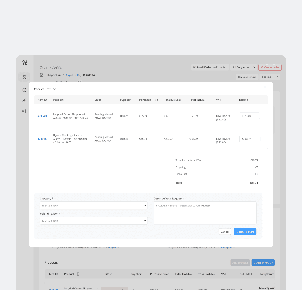 Guided refund flow with built-in validations