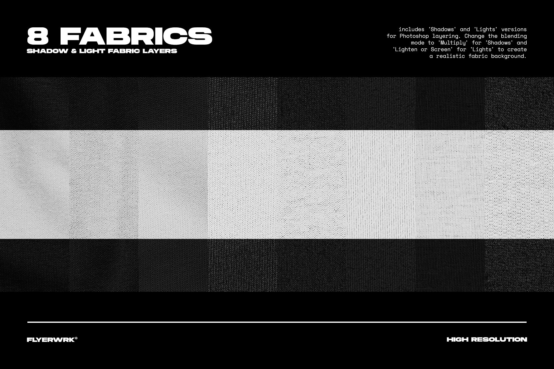 Fabric overlays for cracked plastisol ink textures with light and shadow textile backgrounds