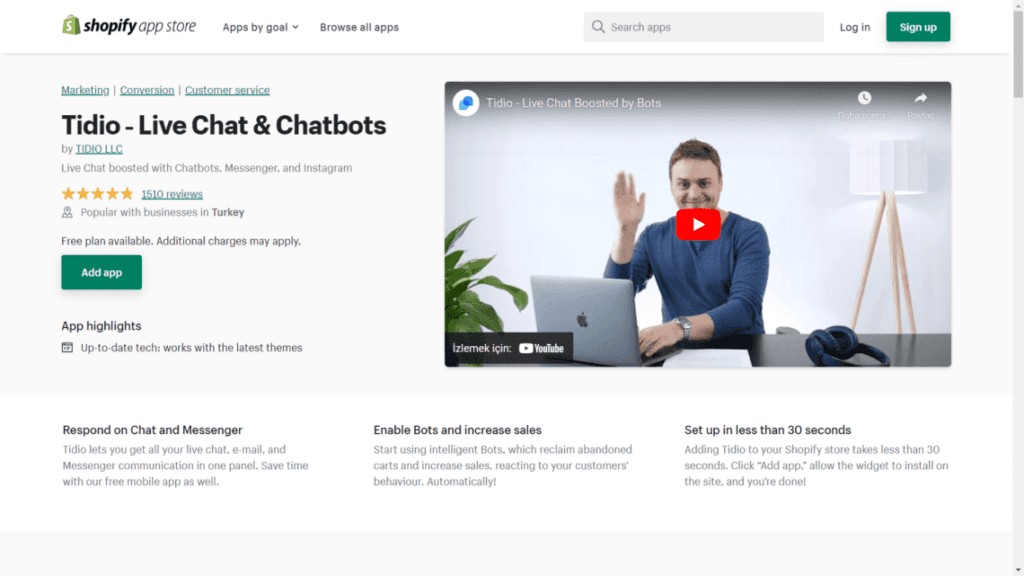 tidio, shopify müşteri destek