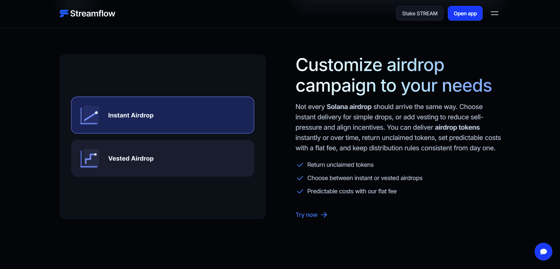 Streamflow's Token Airdrop Dashboard