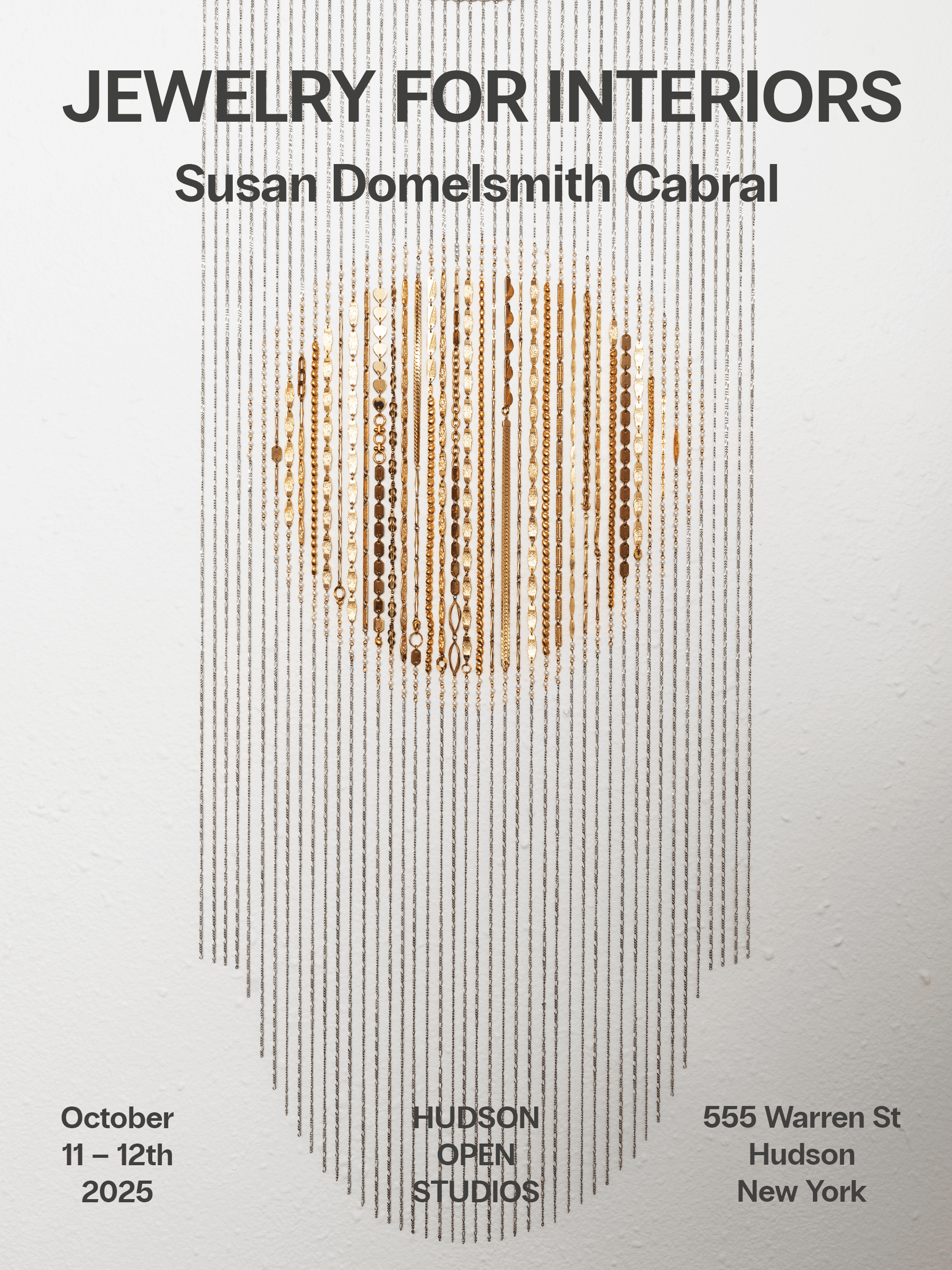 Flyer for the Jewelry for Interiors show by Susan Domelsmith Cabral at Hudson Open Studios