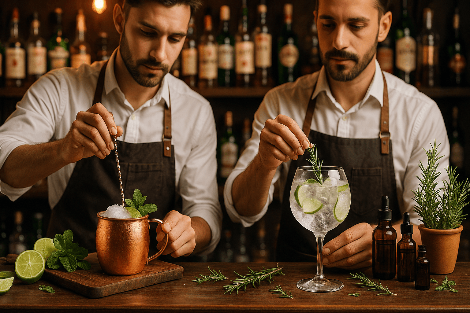 Garçom‑barista oferece espresso recém‑tirado em copo biodegradável, reforçando a hospitalidade sustentável do stand.