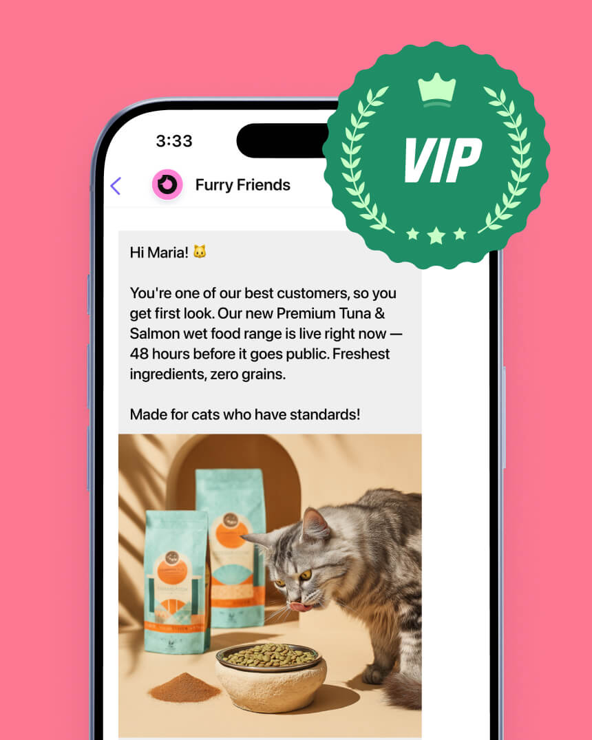 Viber messaging campaign showcasing a personalized message, targeting shoppers from a home and garden e-commerce store.