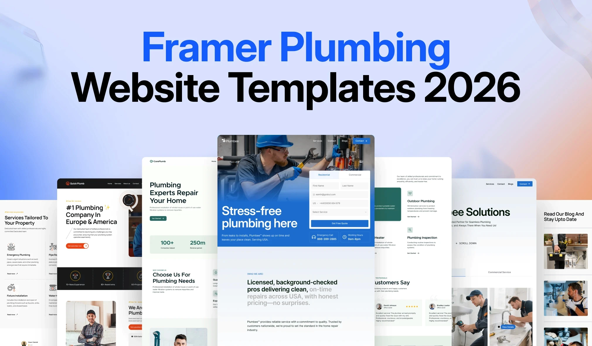 5 Best Framer Plumbing Website Templates 2026