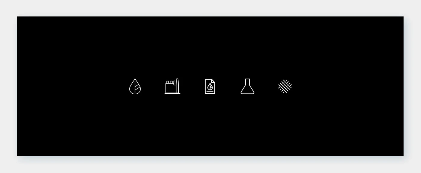 Walden Pure outline icons for product and brand information.