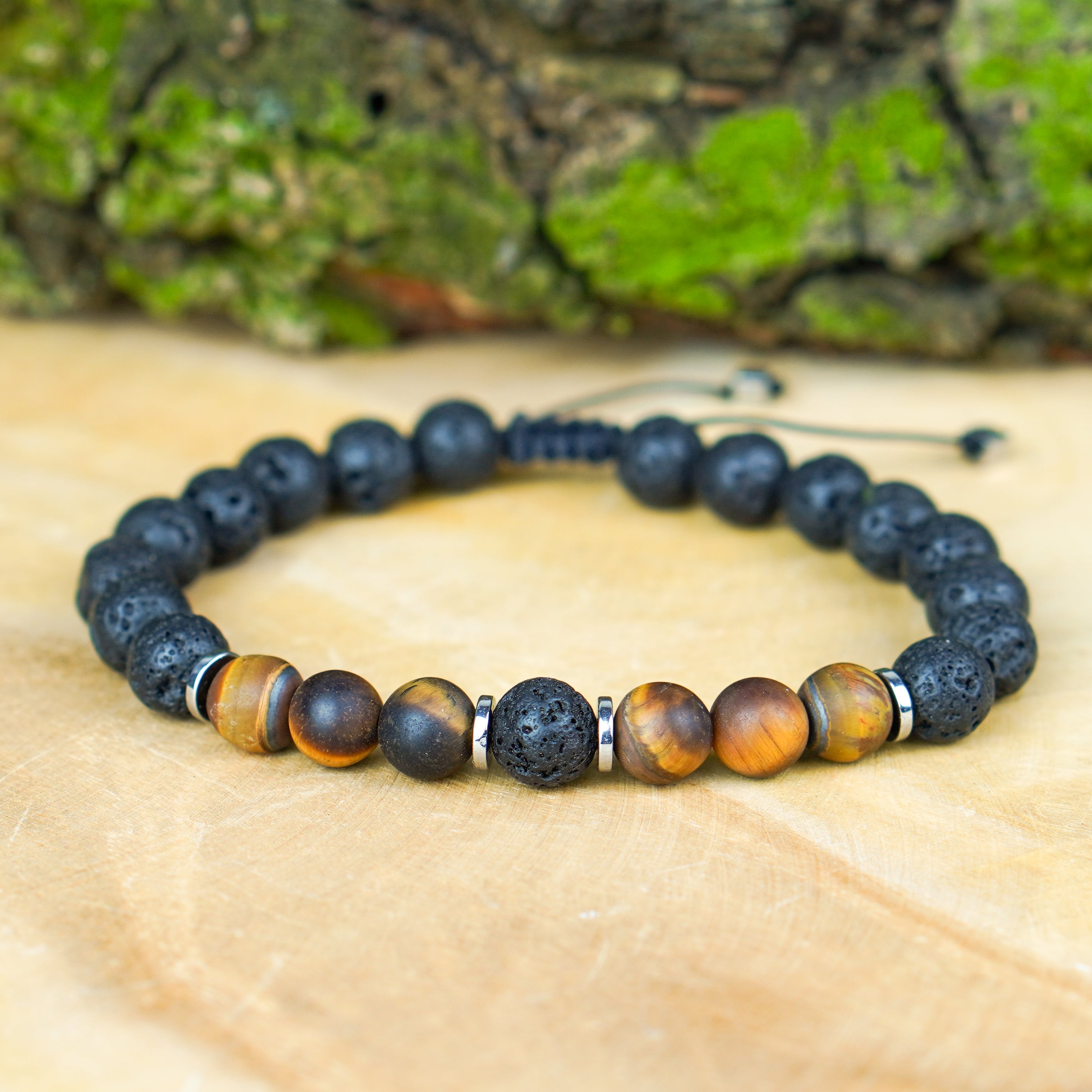 Bransoletka męska z tygrysiego oka, lawy i hematytu z serii CORE