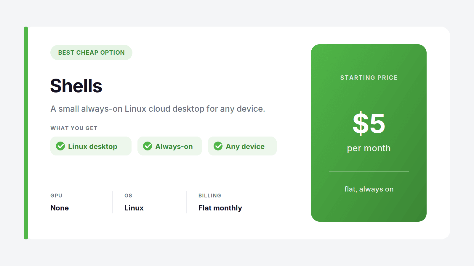 Shells, a cheap Linux cloud desktop Shadow alternative from $5 per month