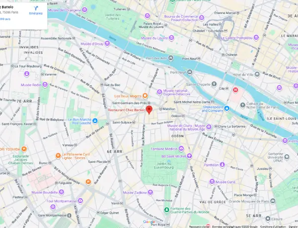 Vue Google Maps du restaurant