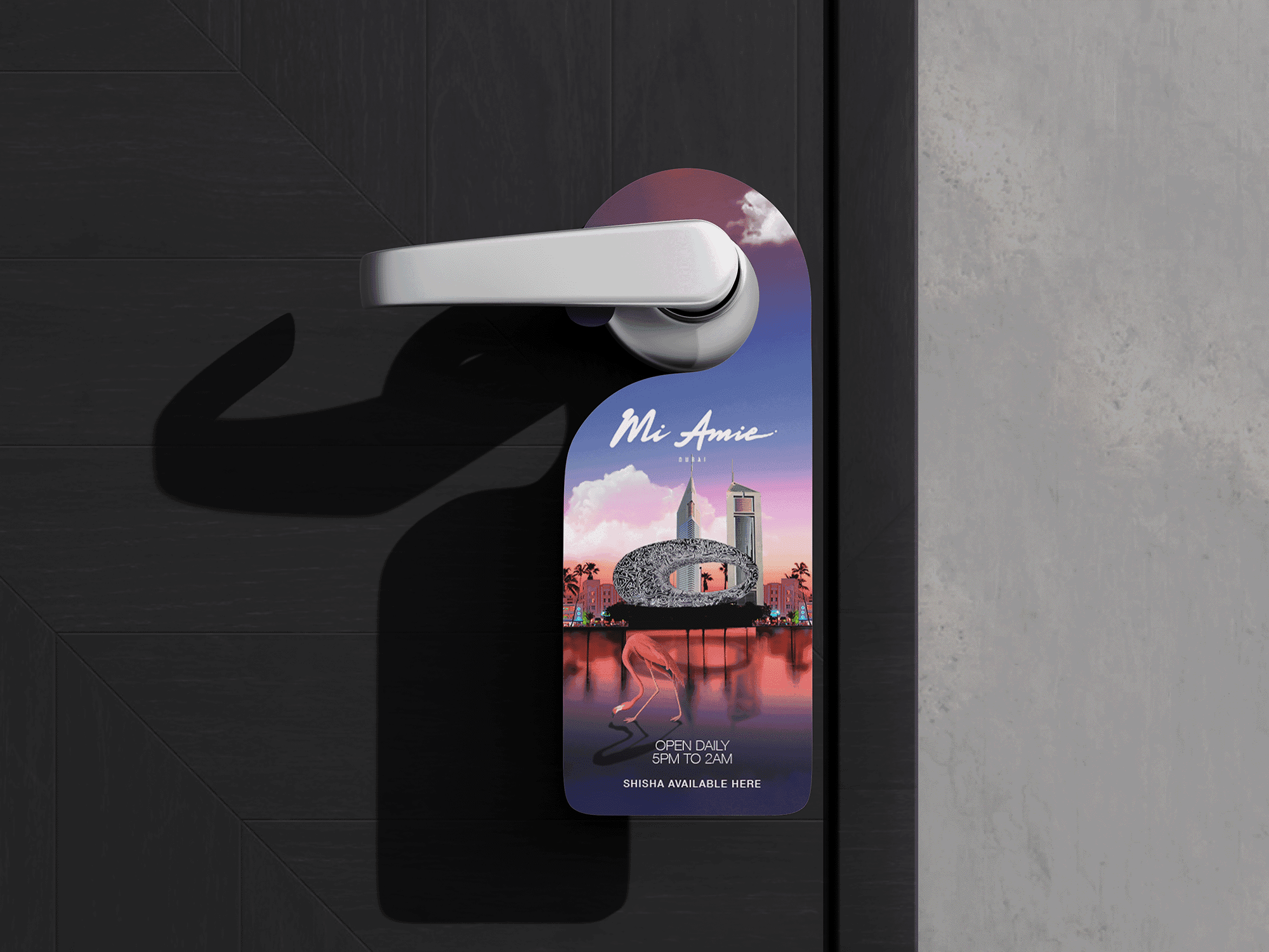 mi amie dubai hotel room door hanger