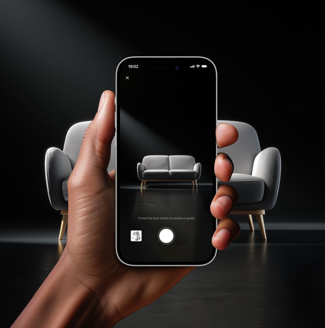 taking photo of sofa with snapandgo