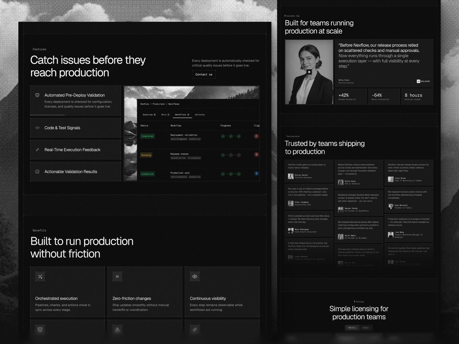 Nexflow — 高级暗黑黑白极简 AI 产品官网设计灵感
