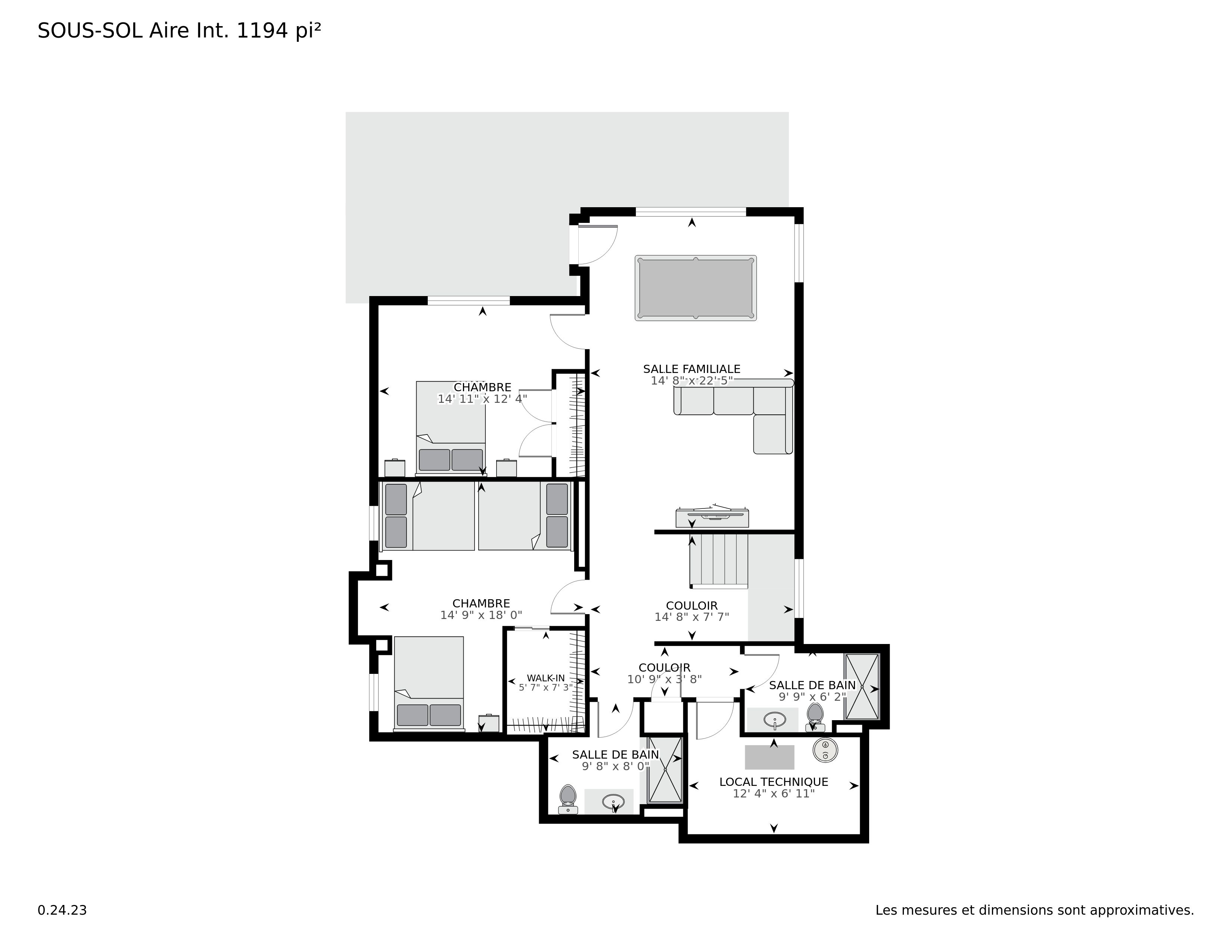 Plan d'étage pour le niveau jardin