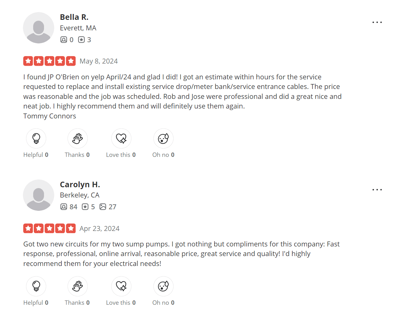 reviews from Yelp