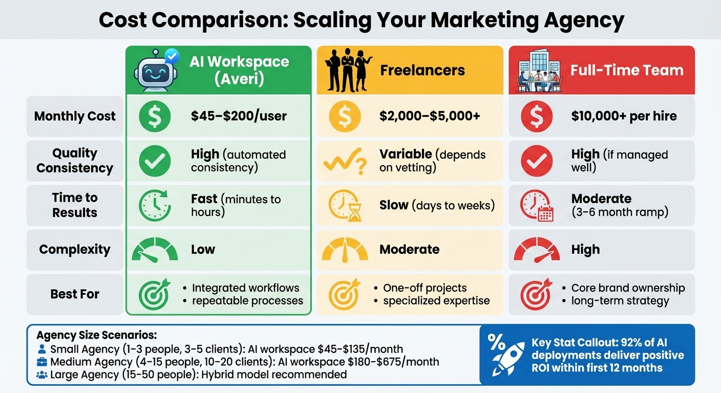 Cost Comparison: AI Workspace vs Freelancers vs Full-Time Hires for Marketing Agencies