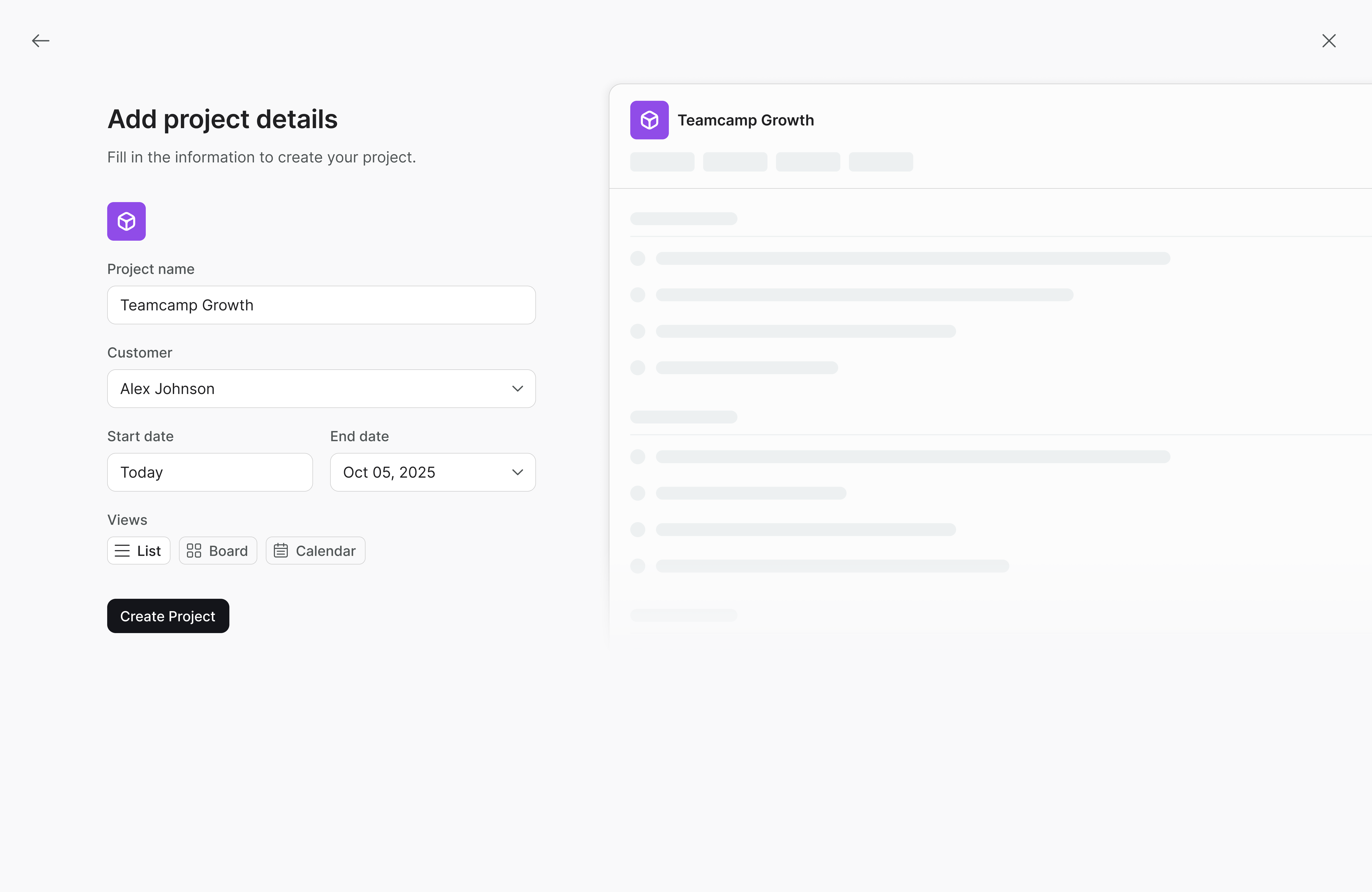 Create a new project