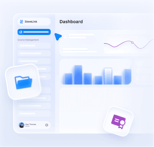 Dashboard interface showing charts and graphs with various data visualizations on a light background.