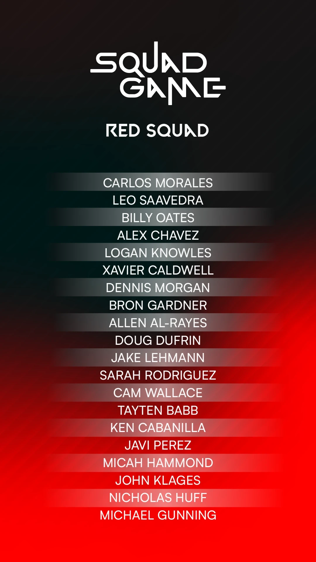 Red Squad draft roster in the same recurring layout
