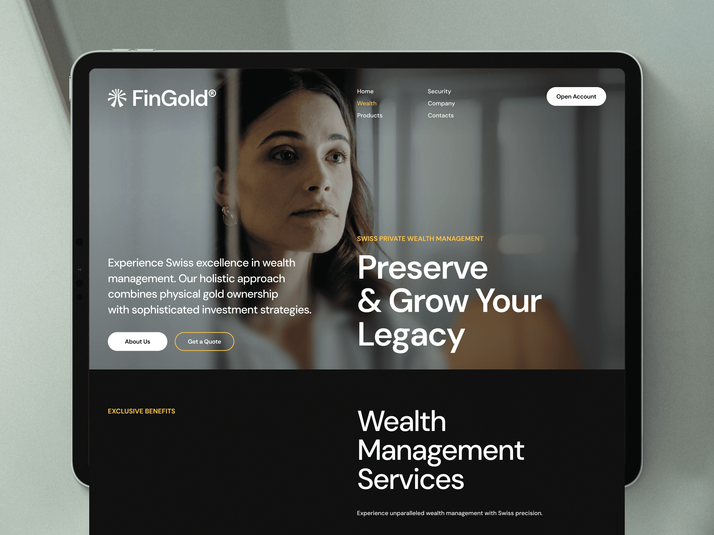 FinGold is a refined, modern Framer template crafted specifically for wealth-management firms, private banking services, family offices, and financial advisories seeking a polished, high-trust web presence.