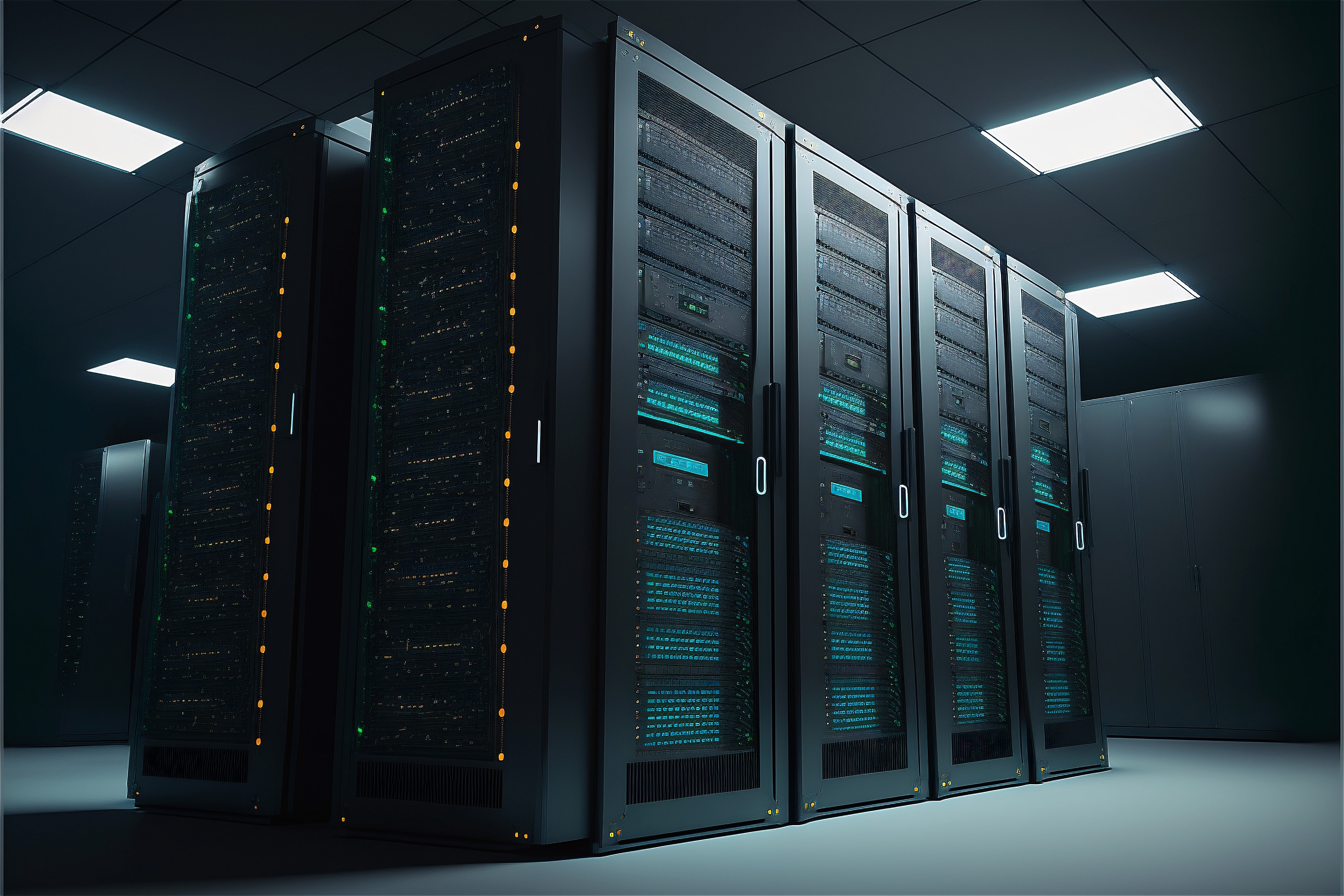 Server Room with Many Servers